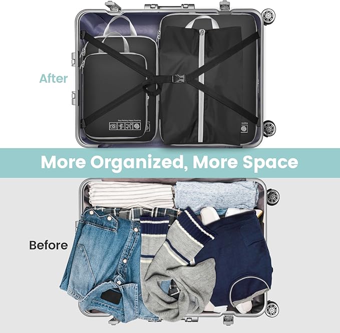 Cambond Compression Packing Cubes for Travel Women - Travel Bags Luggage Organizers Travel Essentials Compression Cubes for Travel Carry on Suitcases Organizer