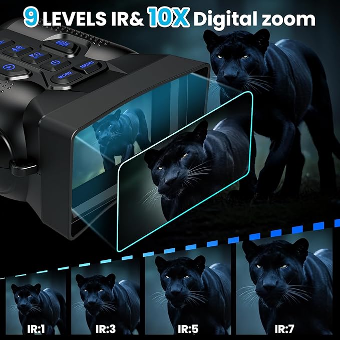 Night Vision Goggles, 4K Night Vision Binoculars, 3.0" HD Display, Portable 9 Gear Nightvision,10X Digital Zoom and 32GB TF Card, 3500mAh Long Battery Life Binoculars with Camera