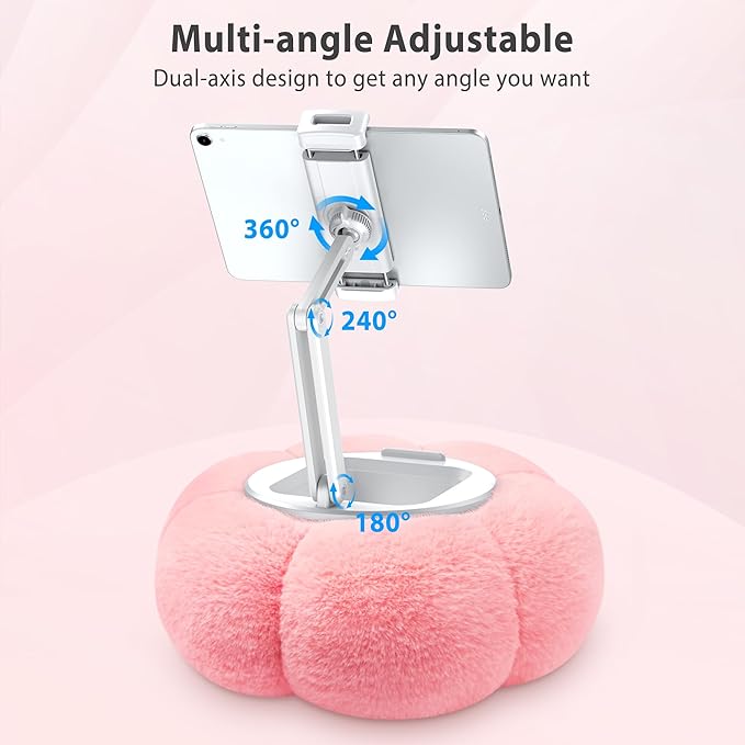 CreaDream Pumpkin Tablet Pillow Stand Holder for Kindle iPad, Adjustable Phone Pillow Stand for Lap Bed with Detachable Snack Bowl, Compatible with 4.7"-13" Tablet, iPad, iPhone, Samsung Tabs, Kindle