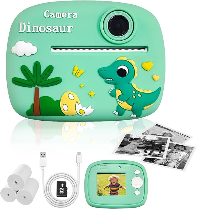 Kids Instant Digital Cameras for Boys and Girls, 1080P Video Digital Kids Camera That Print Photos with 32G Card,Portable Toddlers Camera Christmas Birthday Gifts Toys for Age 3-16 Years Old