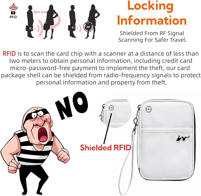 P-H1 Travel Family Passport Holder RFID Blocking Passport Waterproof Wallets for Men Women Travel Document Organizer Cards Case, Lightweight Portable Passport Cover with Zipper Pocket(Black)