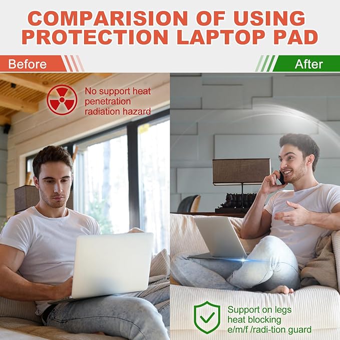 Laptop Pad Protection, Computer Pad Shielding Harmful, Laptop Pad 12”*16”, Heat Block Fits Laptops, Notebooks, Tablets