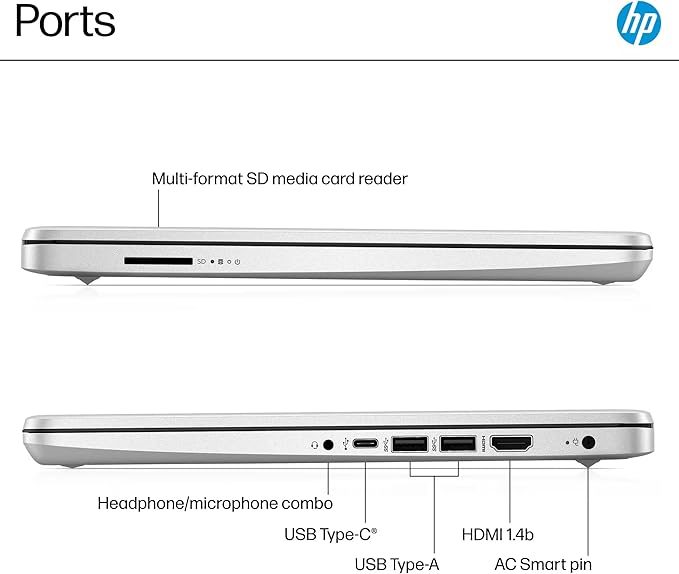 HP 14" Laptop 2025 Business Student Slim Computer, Lifetime MS Office, Copilot AI, Quad-Core Intel CPU, 16GB RAM, 628GB Storage (128GB UFS+500GB Ext), MarxsolAccessory, Wi-Fi 6, Win 11 Pro, Silver