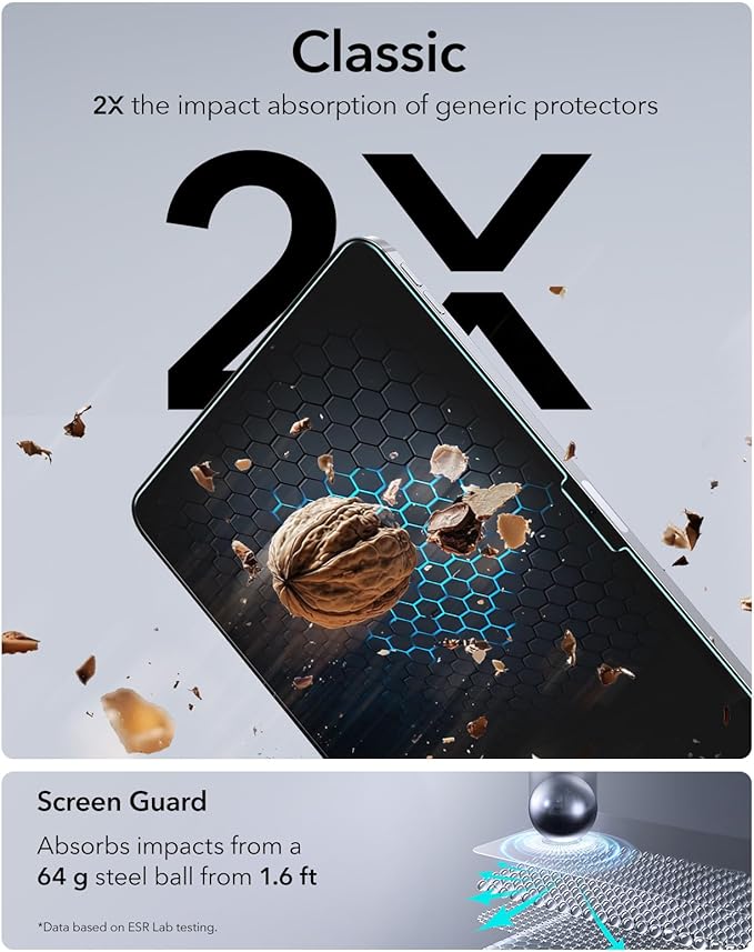 ESR 2 Pack Screen Protector for iPad Pro 11 Inch (M5/M4) 2025/2024, 9H Tempered Glass Film with Ultra Fit Tray, Scratch Resistant, HD Clarity, Bubble Free Application, Apple Pencil Support