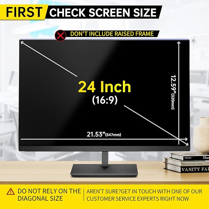 〔2-Pack〕 24 Inch Computer Privacy Screen Filter for 16:9 Monitor, Anti-Blue Light, Anti-UV,Blue Light Blocking Removable Privacy Protector Shield Fits 23.6", 23.8", 24" Monitors