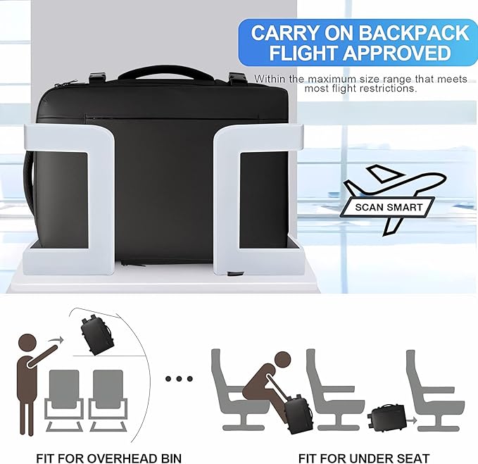 BANGE 35L Men's Expandable Laptop Backpack for 17.3Inch Laptop, Carry On Backpack Fits Under Seat Airline Approved, Personal Item Travel Bag for Men…