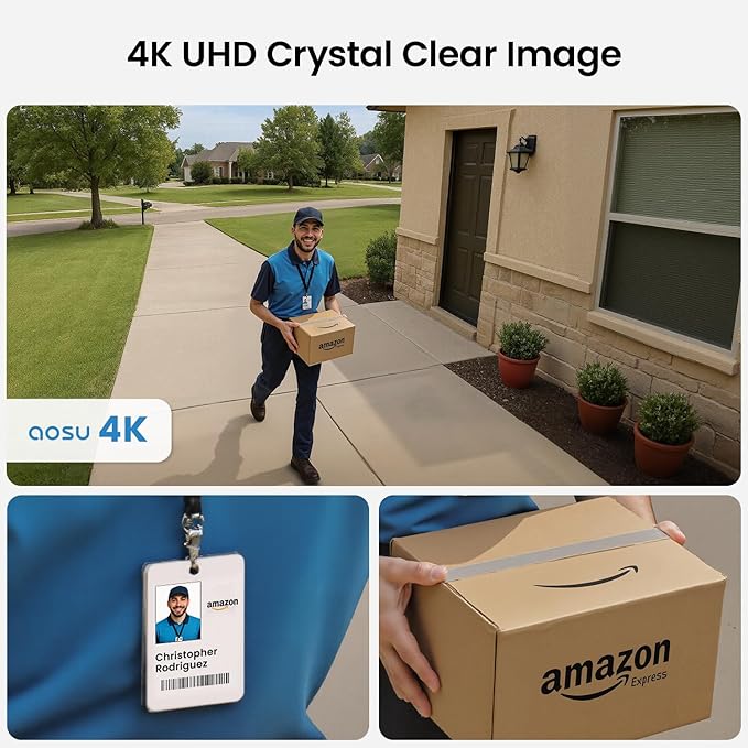 aosu SolarCam P1 Max System Add-on Cam, 4K Security Camera Wireless Outdoor, Dual Solar Power, No Monthly Fees, Supports HomeCortex AI & Standalone Use