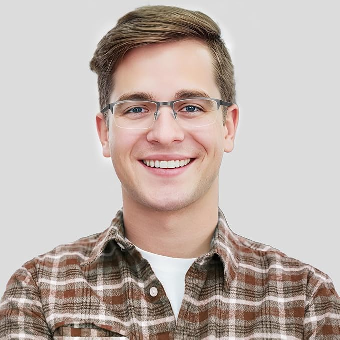 EYECEDAR 5 Pack Blue Light Blocking Reading Glasses Men Computer Eyeglasses Metal Half Frame Spring Hinges Readers for Men 2.50