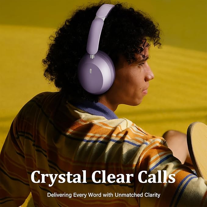 Wentronic Y04 Bluetooth Headphones Active Noise Cancelling Wireless Over Ear Headsets 48 Hours Playtime High Sound Quality Foldable Earphones with Soft Ear Cushion for Travel - Purple