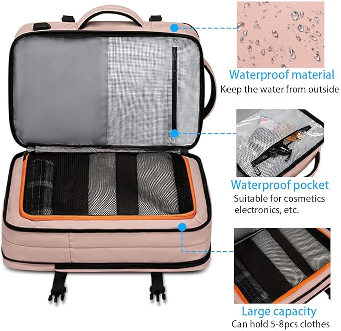 BANGE 35L Travel Backpack for Women, Carry On Backpack with USB Charging Port,17.3 Inch Laptop Backpack Flight Approved, College School Bag Casual Daypack for Weekender Business Hiking…