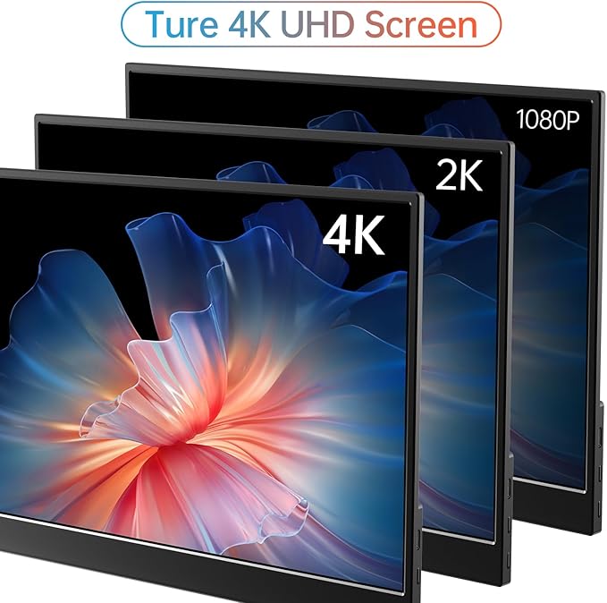 MNN 4K Portable Monitor 15.6" 3840x2160 UHD USB-C HDMI Laptop Monitor, 100% Adobe RGB IPS Computer Gaming Display HDR Travel Monitor w/Speakers & Smart Cover for Laptop Xbox PS5 Switch PC Phone
