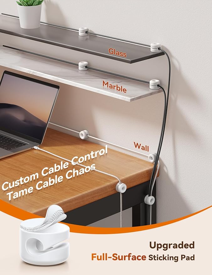 8Pack Cord Organizer JOYROOM Cable Clips [1s Side-Snap Lock] Silicone Cord Holder Cable Management, Adhesive Cord Clips Phone Charger Wire Keeper, Office Workspaces Desk Organization Home Accessories