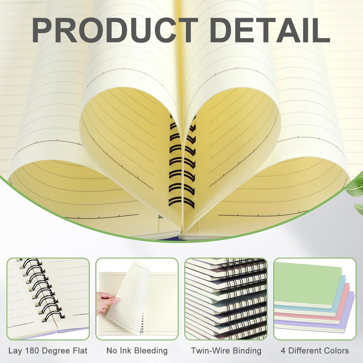 Yahenda Spiral Notebook Bulk A5 Journal Lined 8.3'' x 5.5'' Writing Composition Paper Small Notepad Subject Notebook for Students Office Business Back to School Supplies(Pastel Colors,4 Pcs)