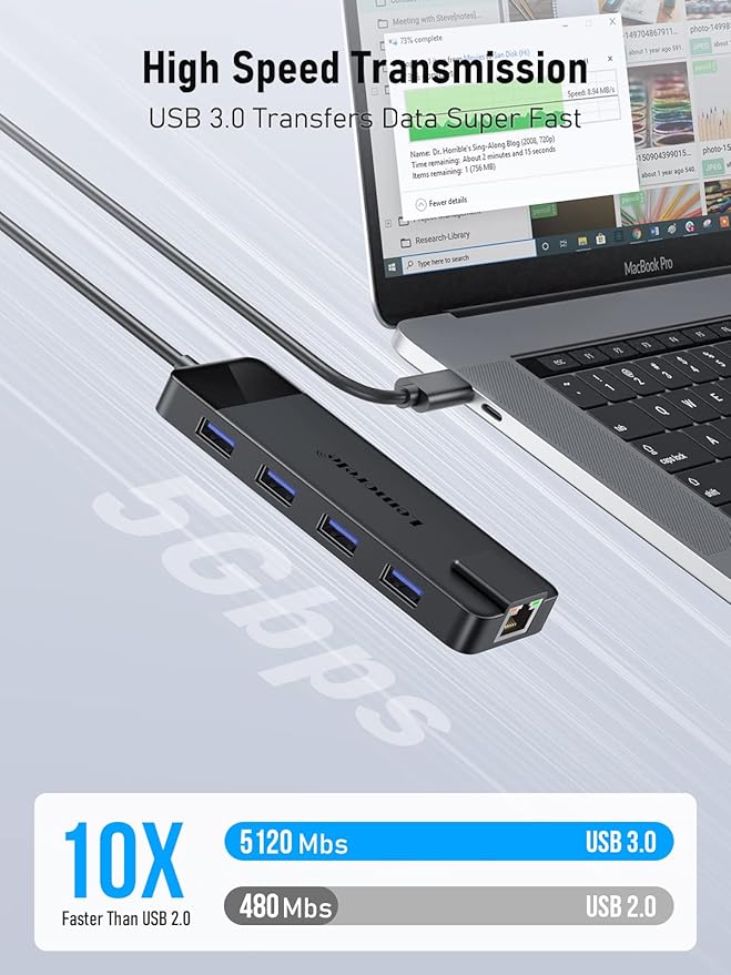 USB C Docking Station - 10 in 1 with Gigabit Ethernet, 4K HDMI, 4*USB A 3.0/2.0, 100w PD, USB-C 3.0, SD/TF USB Hub Multiport Adapter for MacBook Pro/Air