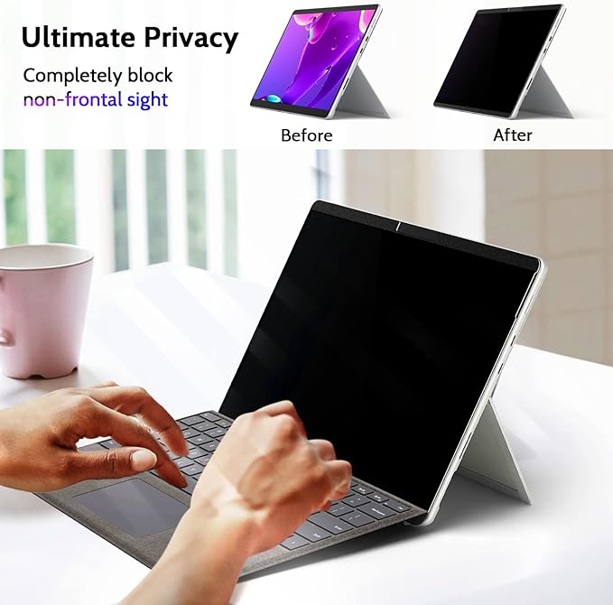 Magnetic Privacy Screen for Surface Pro 11/10/9/8/X 13 Inch, Removable Anti Blue Light Glare Filter, Black Security Private Apy Block Protector