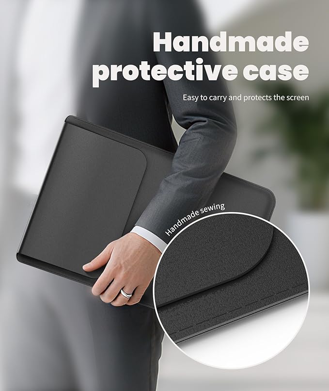 Wireless Portable Monitor for Laptop/PC, 15.6" FHD IPS Travel Monitor with Stand, Built-in G-Sensor, Auto Rotate, HDMI/Type-C, Eye Care, PU Bag, VESA Mount for Mac/Phones/PS5/PS4/Xbox/Switch