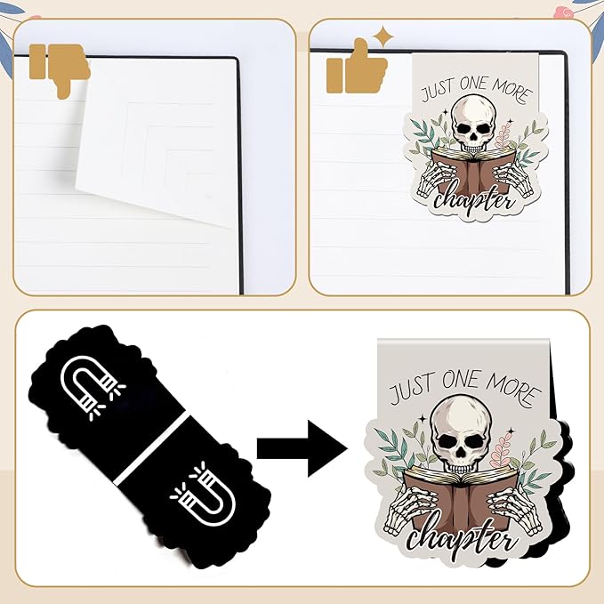 Bookish Magnetic Bookmark Gifts - 8Pcs Book Lovers Bookmarks Magnetic Book Mark Magnets Cat Flower Book Mark Magnet Vintage Bookmark Page Markers Clip for Women Reading Students Teachers