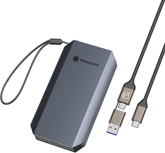 Yottamaster 1TB External SSD, Up to 460MB/s 2 in 1 USB C Cable & Lanyard Portable Solid State Drives, Supports 4K ProRes HDR Compatible with iPhone 17 Pro Max, Smartphone, Tablet, Laptop