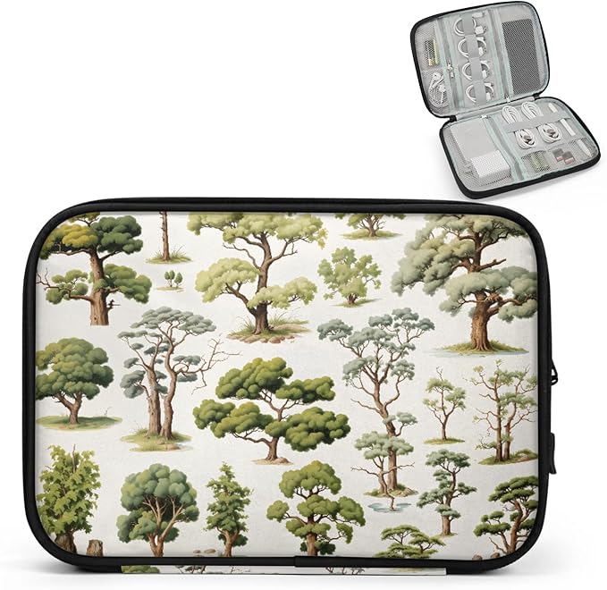 Trees Electronics Travel Organizer Case, Tech Accessories Cable Storage Bag for Cords, Charger, Phone, Hard Drive