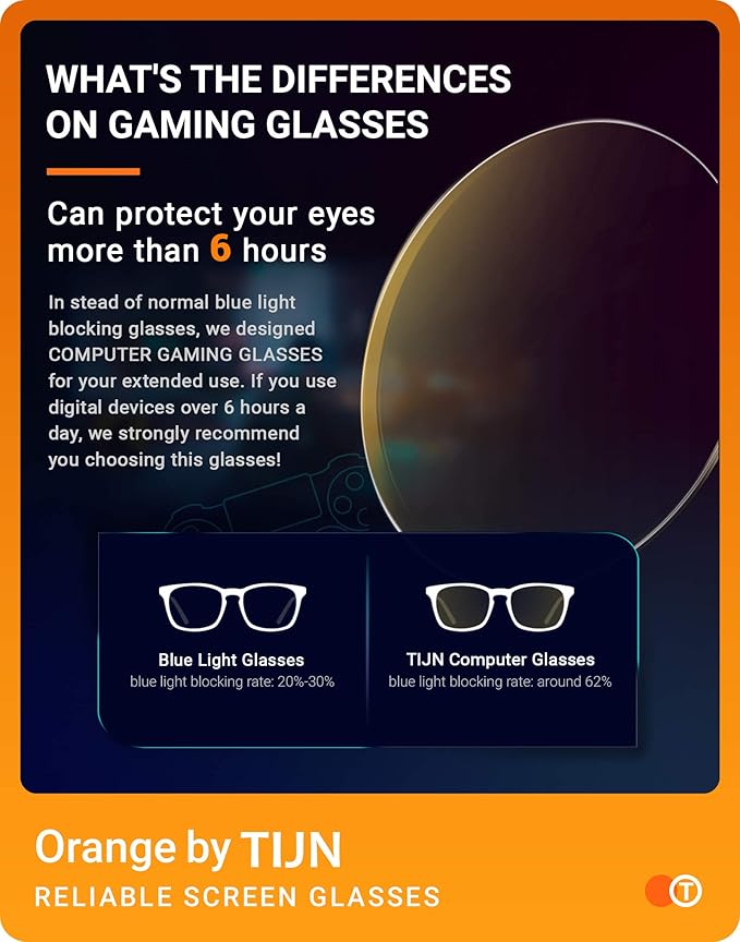 TIJN Gaming Glasses Blue Light Blocking Glasses for Women Men Nerd Eyeglasses Anti Eyestrain Anti UV Glare (Transparent(Gaming Glasses))
