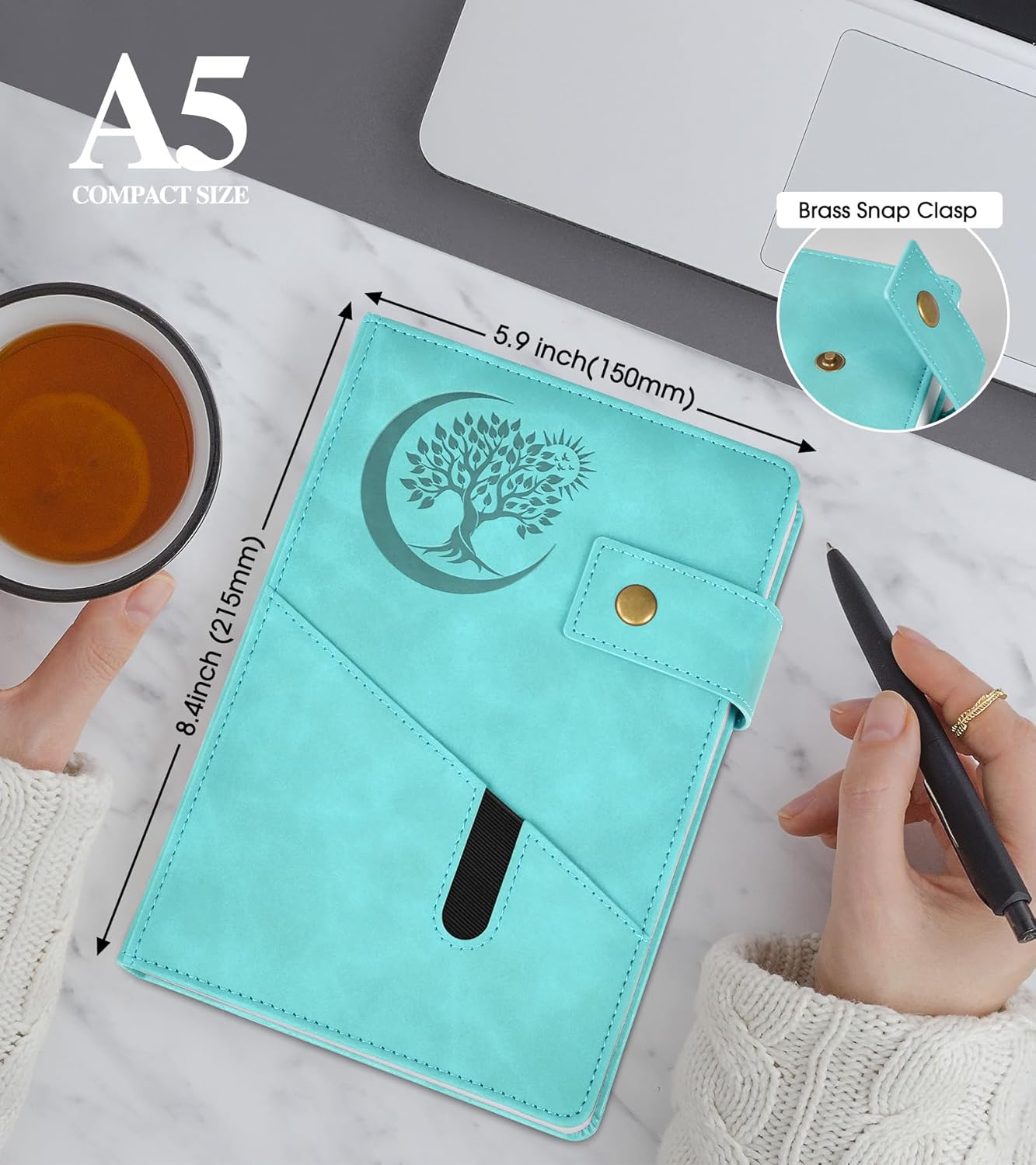 Lined Journal Notebook for Men, A5 Leather Journals for Writing Women, Hardcover Notebooks for Work,School,Note Taking,Travel,Business,Personal daily Diary,200 Page College Ruled (5.9" x 8.4")