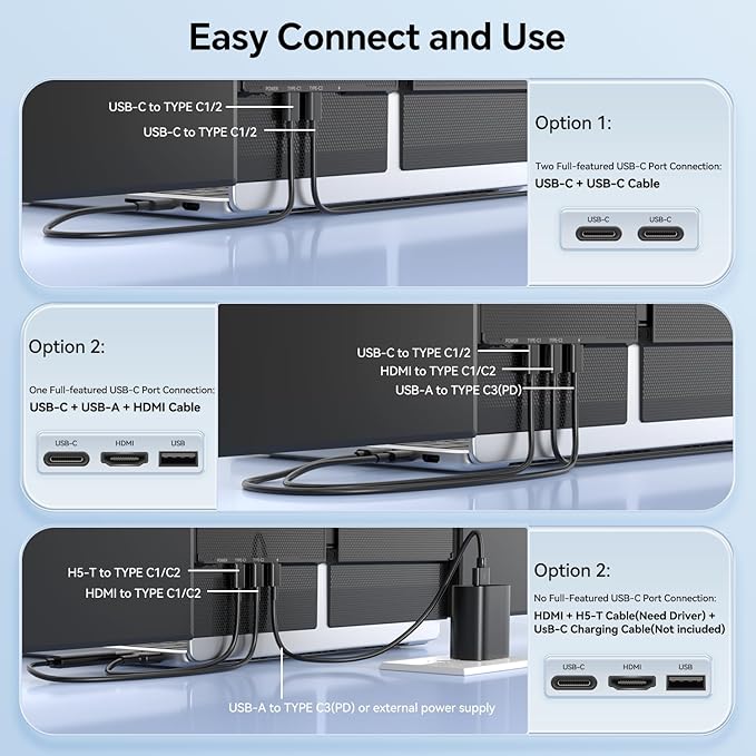 14.2’’ Triple Laptop Screen Extender, 0.17" Ultra-Slim FHD 1080P Portable Monitor for Laptop, Tri-Screen Travel Monitor Extender, Plug-Play for Windows/Mac/Chrome, Fit 13”-17.3” Laptops