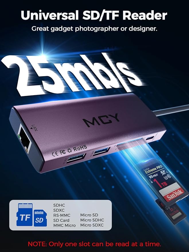 MCY USB C Hub,Laptop Docking Station Dual Monitor Single 8K,2x4K@60Hz,10 in 1 Type-C Multiport Adapter with 2 HDMI,PD100W,Extender Splitter,Card Reader,Ethernet Dock for Mac/Dell/HP/Surface/Steam Deck