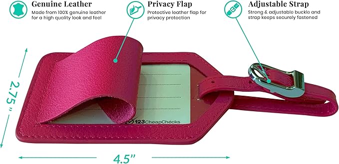 Personalized Monogrammed Bright Pink Leather RFID Passport Wallet and 2 Luggage Tags