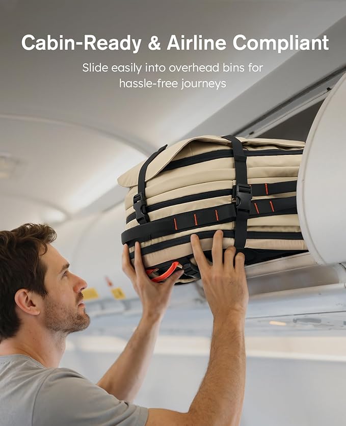 Tolaccea Travel Laptop Backpack, TSA Friendly Flight Approved Carry-on Business Rucksack Work Backpack with Extra Toiletry Bag, Dual Storage for 17.3" Laptop and 12.9" Tablet, 40-45L Expandable