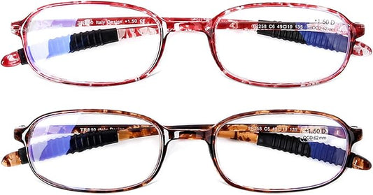 AQWANO 2 Pack Blue Light Blocking Computer Reading Glasses UV Protection Flexible TR90 Frame Lightweight Readers Glasses for Women Men +3.0