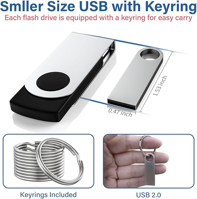 5 Pack 32GB USB Flash Drive with Keychains, Wooolken Sleek Metal USB 2.0 Thumb Drives Memory Stick for PC Laptop Computer