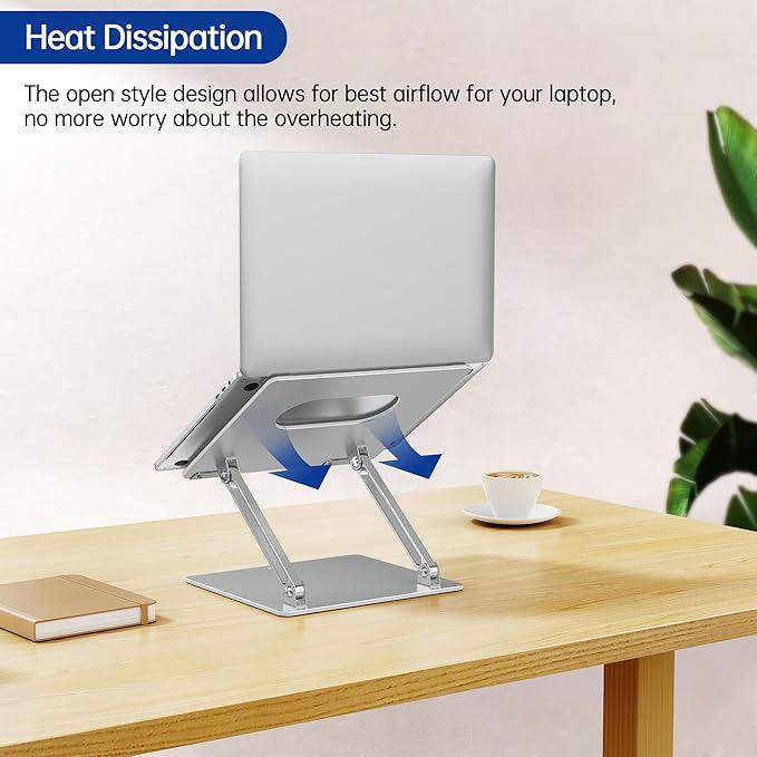 BESIGN LS10 Aluminum Laptop Stand, Ergonomic Adjustable Notebook Stand, Computer Holder Compatible with Air, Pro, Dell, HP, Lenovo More 10-14" Laptops, Silver