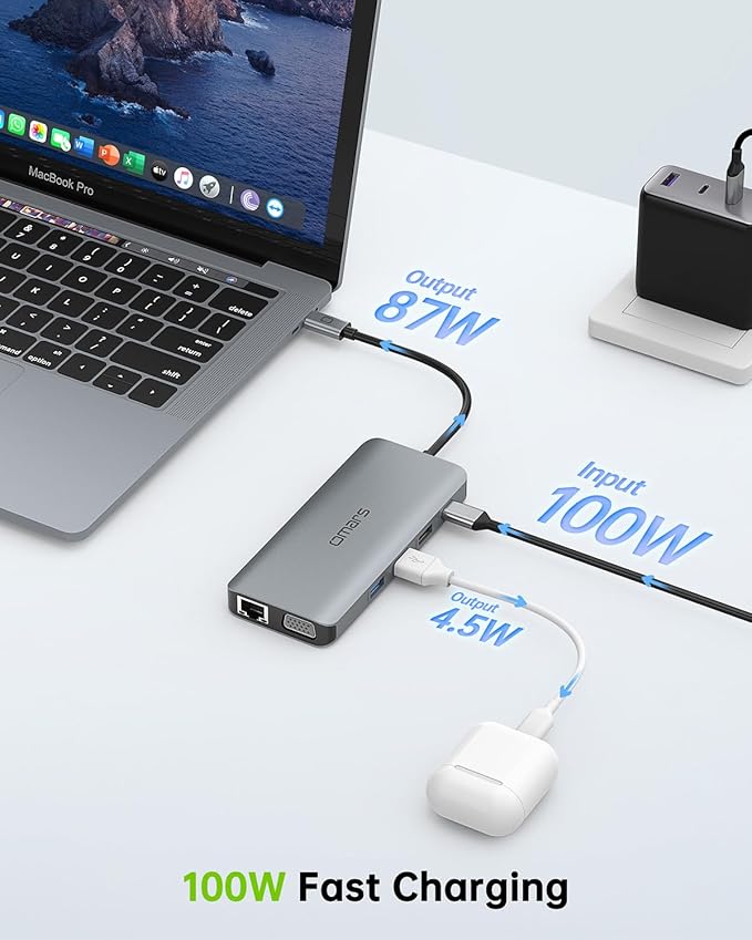 USB C Laptop Docking Station Dual Monitor HDMI for Dell HP 11 in 1 Type USB C Hub Triple Display Multiport Adapter Dongle to 2 HDMI 4K Ethernet 4 USB PD SD TF VGA for MacBook Lenovo Surface