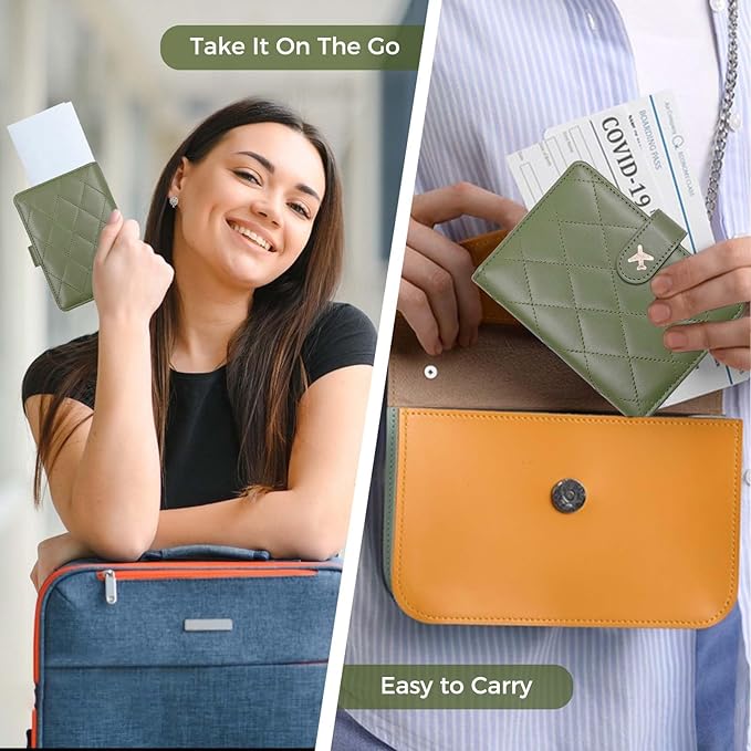 Melsbrinna Premium Leather Passport Holder Covers Case, Waterproof Rfid Blocking Travel Wallet Passport Holder with Pen Holder, Cute Passport Book for Women/Men