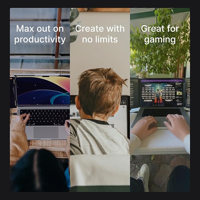 14" Pro Triple Laptop Glass Screen Extender, Dual 14" 2k Portable Monitors, 144Hz, 100% DCI-P3, 500 Nits, Aluminum Finish for 14" MacBook Pro & Windows, for Gaming, Creators, & Professional