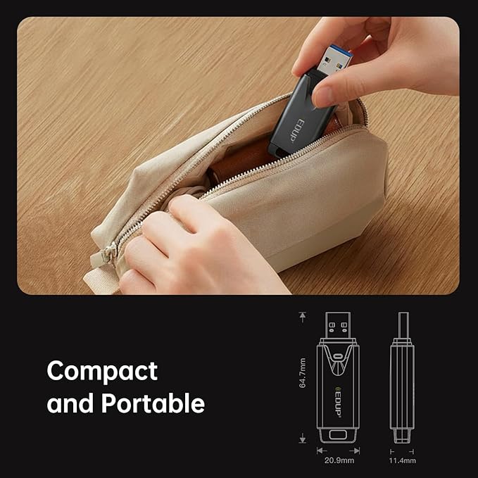 EDUP Mini USB 3.0 WiFi 6E Adapter for PC, AXE3000, 802.11ax, Tri-Band 6GHz/5GHz/2.4GHz, USB Wi-Fi Dongle Wireless Network Card, Support Windows 11/10 (Install Driver) & Linux (Plug and Play)