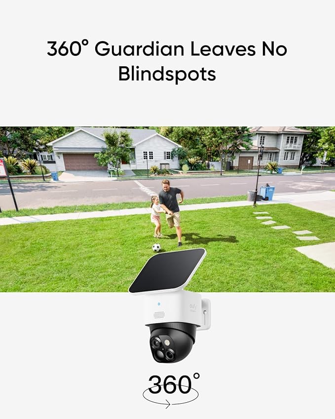 eufy Security SoloCam S340 4-Cam Kit (HomeBase S380), Solar Security Camera, Wireless Outdoor Camera, 360° Pan and Tilt Surveillance, No Blind Spots, 2.4 GHz Wi-Fi, No Monthly Fee