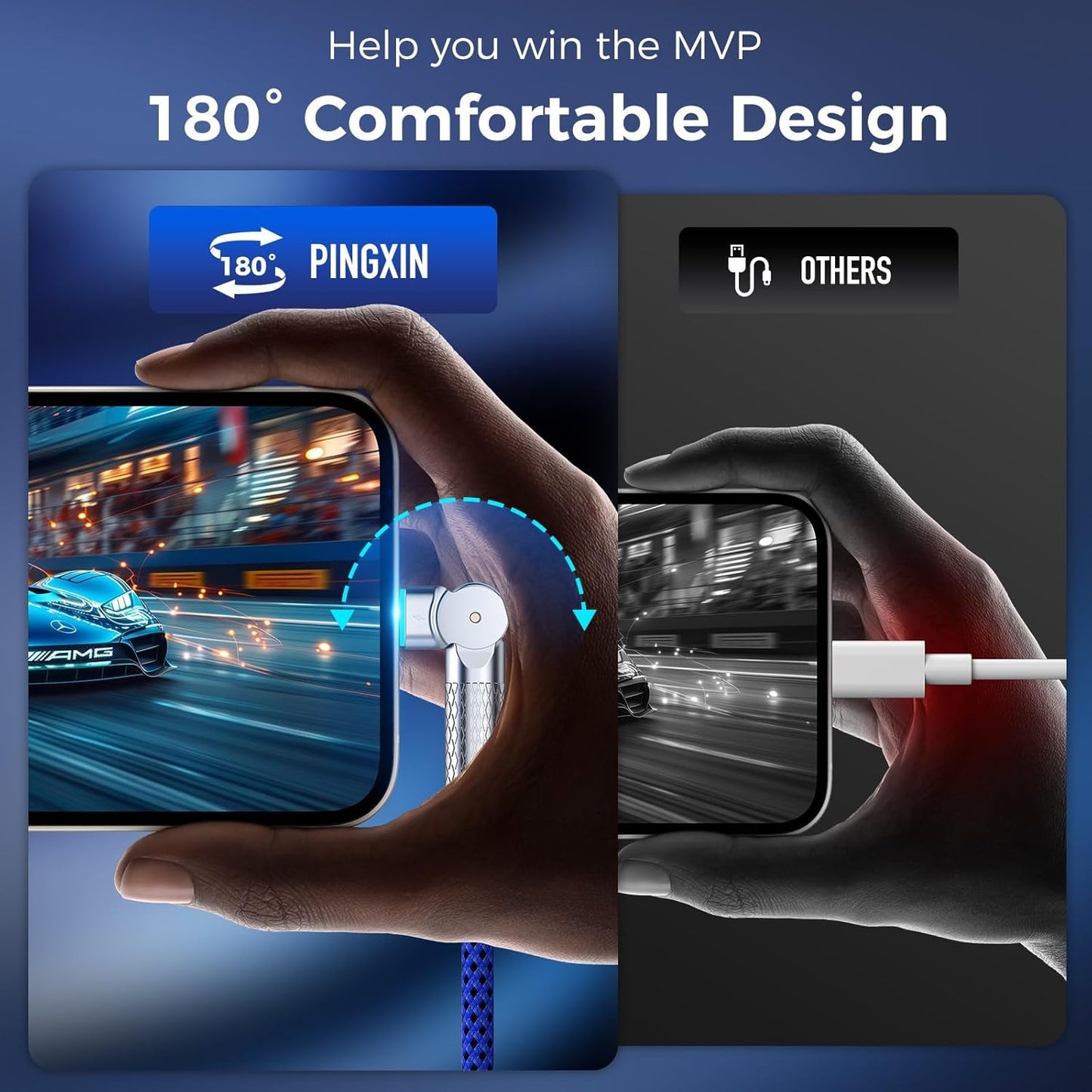 USB C to USB C Cable 10FT 240W, 180°Rotating USB C Cable Braided Type C Charger Cable Fast Charge for iPhone 17/16Pro 17/16Plus 17/16ProMax,MacBook Air,iPad Pro,Pixel,Samsung Galaxy S23/S24Ultra-Blue