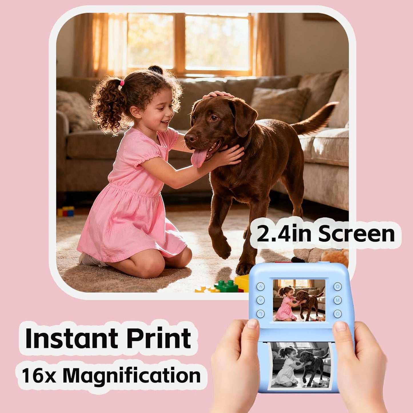 Kids Camera Instant Print,1080P Instant Cameras That Print Photos,Christmas Birthday Gifts for Kids Age 3-12,Toddlers Instant Digital Cameras for Boys and Girls with 32G Card