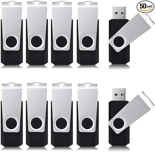 Aiibe 64GB USB Flash Drive 50 Pack - Bulk Thumb Drives, Memory Stick, Zip Drive Multipack, Black