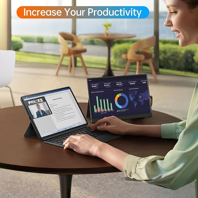 VILVA OLED Portable Monitor for Laptop - 13.3 1080P FHD Display USB-C HDMI Laptop Monitor with Cover and Speakers External/PC/Mac/Phone/Xbox Switch/PS4