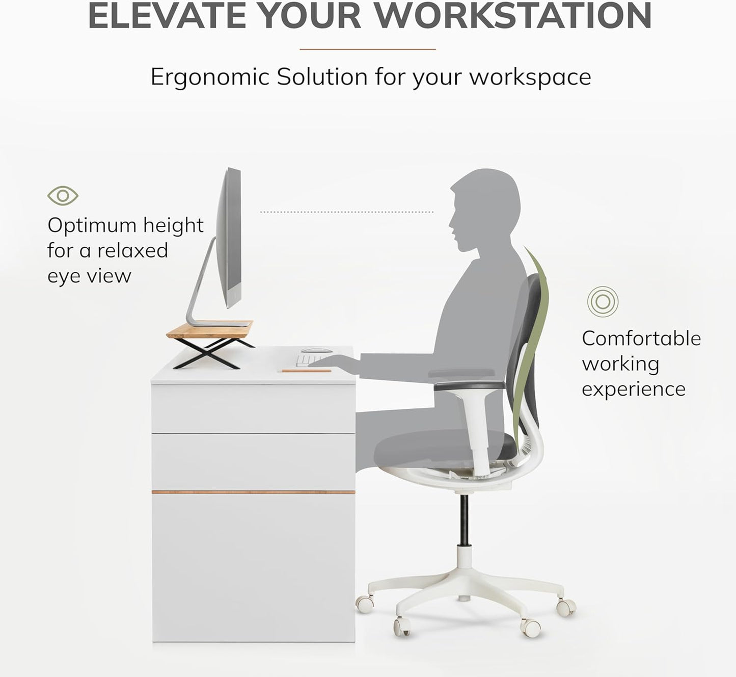 Anji Mountain Monitor Stand - Desktop Organizer & Laptop Riser, Ergonomic Monitor Riser, Space-Saving Monitor Stand for Desk, Durable Construction, Easy Assembly, Ideal for Home & Office,Natural