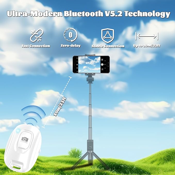 MAIRAN Rechargeable Wireless Camera Remote Shutter for iPhone and Android Smartphones, Bluetooth Phone Remote Control,Selfie Button for Photos and Videos Charging Cable Included-White