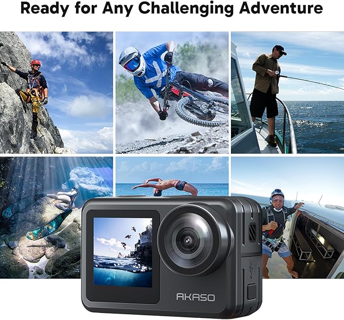 AKASO Brave 7 LE 4K30fps Action Camera with 64GB MicroSDXC U3 Memory Card Accessories Kit Bundle Ultra HD 131FT Waterproof Camera EIS 2.0 WiFi Remote Control Zoom Underwater Camera