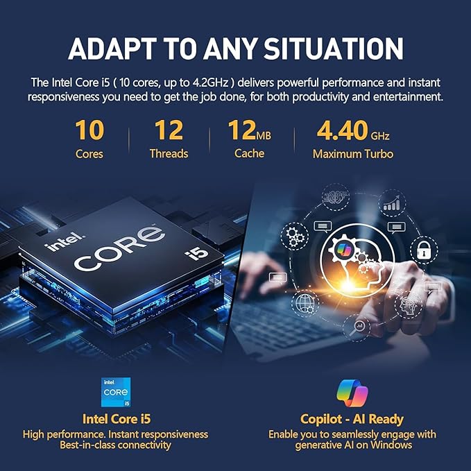 Lenovo IdeaPad 15.6” Flagship Touchscreen Laptop 2025, 10-Core Intel i5, Lifetime Office 2024, Copilot AI, 40GB RAM, 1.5TB Storage (1TB SSD + 500GB Ext), HubxcelAccessory, Long Battery, Win 11 Pro