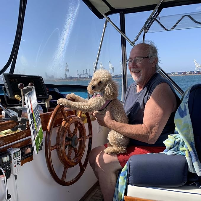 Boat Helm Tablet Holder, Marine Boat Handle Bar Pole Mount, 360°Rotation Clamp Non-Slip Aluminum Alloy Mount,Compatible with 4.7~12.9" iPad/Nexus/LG G Pads/e-Reader/iPhone