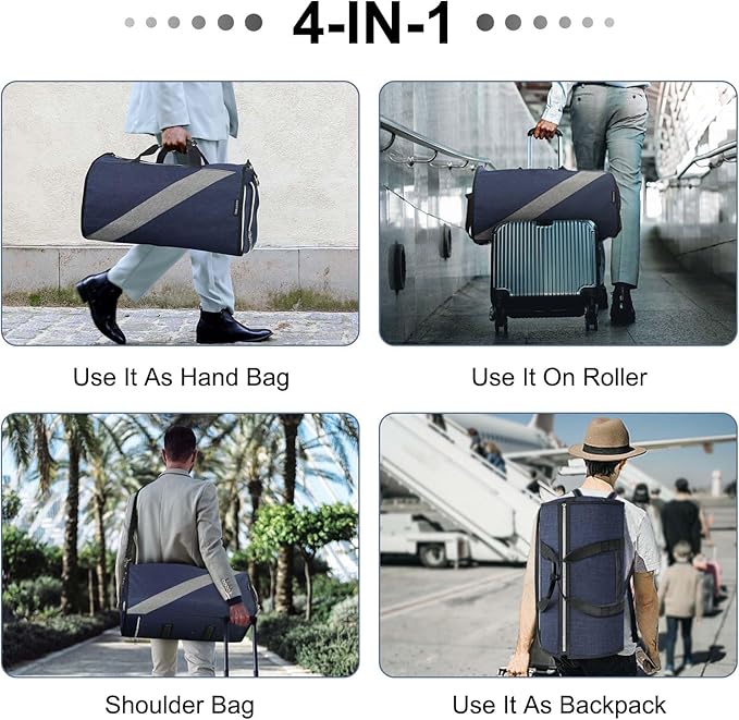 Convertible Garment Bag with Shoulder Strap, Modoker Carry on Garment Duffel Bag for Men Women -Hanging Suitcase Suit Travel Bags