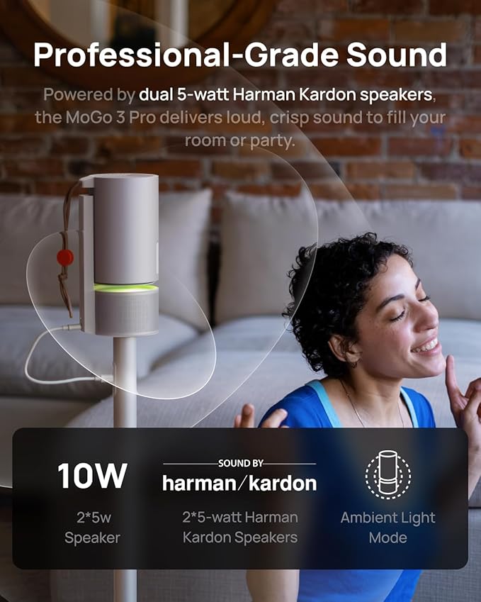 XGIMI MoGo 3 Pro NEW Portable Projector, Google TV with Licensed Netflix, Build-in Adjustable Stand, Mini Projector Supports Power Banks, 450 ISO Lumens, ISA 2.0, 2 x 5W Harman Kardon