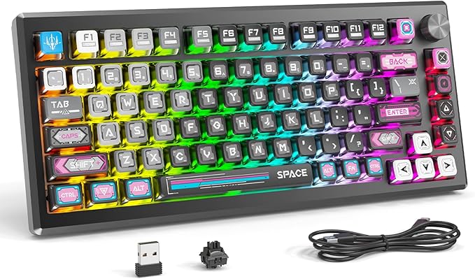 Redragon K732 Wireless Mechanical Keyboard, Anodized All Aluminum Alloy, Cyber Mecha Style Gasket RGB Gaming Keyboard with Pre-Lubed Linear Switches, PC+PBT, 75％ Tri-Mode Hot Swap Programmable for PC