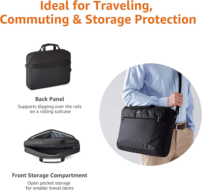 Amazon Basics Laptop Carrying Case Shoulder Strap, 10-pack, 15.6 inch, Black